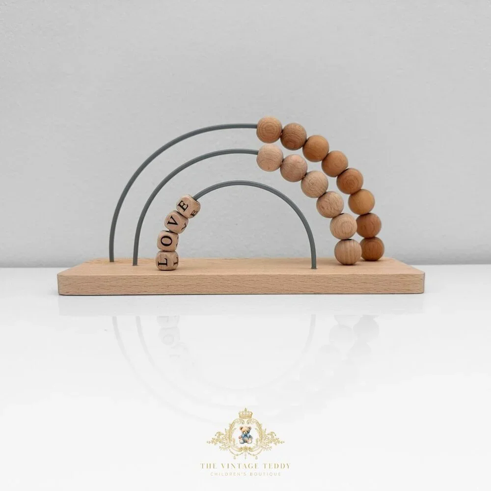 NWT Cute Wooden Abacus Love Beads Counting Fun Play Set Kids Early Learning Toys